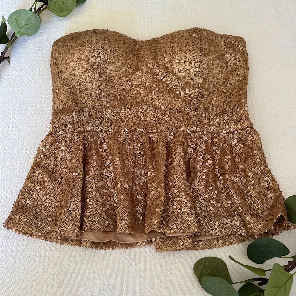 Forever21 Strapless Sequin Peplum Top (NWT)